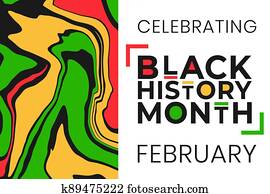 Celebrating Black History Month February banner with colorful liquid paint effect background. Vector illustration of design template for national holiday poster or card