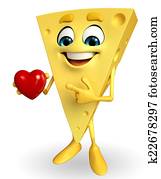 Cheese Character with heart Cheese Character with heart