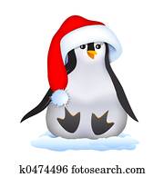 Christmas Penguin In Santa Hat Christmas Penguin In Santa Hat