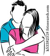 HAPPY COUPLE IN LOVE vector illustration HAPPY COUPLE IN LOVE vector illustration