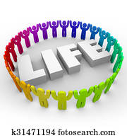 Life Word Diverse People Living Together Peace Harmony