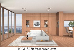 modern living room and dining room interior with beech wood modern living room and dining room interior with beech wood