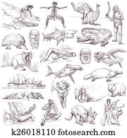 Australia travel - An hand drawn pack Australia travel - An hand drawn pack