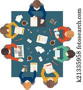 Business meeting in top view