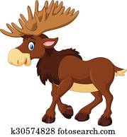Cartoon happy moose isolated Cartoon happy moose isolated