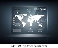 transparente, pantalla del tacto