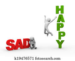 3d, triste, homem, e, feliz, pessoa