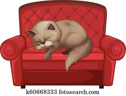 A cat sleeping on the sofa A cat sleeping on the sofa