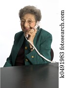 mulher sênior, telefone
