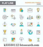 set, od, módny, obyčajný, riadok, icons