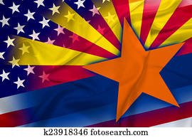 Waving USA and Arizona State Flag Waving USA and Arizona State Flag