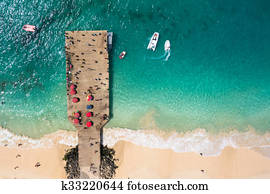 Aerial view of Santa Maria beach pontoon in Sal Island Cape Verde - Cabo Verde