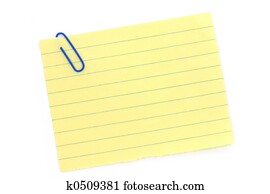 blue paper clip with yellow notepaper