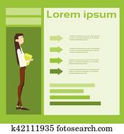 Business Woman Hold Paper Document Contract Financial Graph Arrow Background