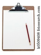 clipboard and lined paper