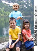 enfants, dans, montagne