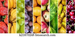 Fruit collage - Group of various fresh fruits