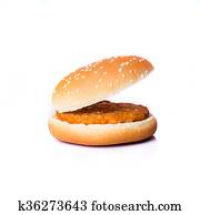 Open burger bun Isolated on the white background