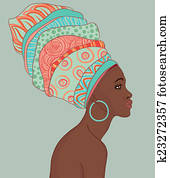 Portrait of beautiful African woman in turban Portrait of beautiful African woman in turban