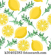 Seamless lemon and rosemary Seamless lemon and rosemary
