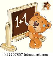 vektor, abbildung, von, a, braun, teddyb?r, gleichfalls, stehen, per, dass, tafel, und, gleichfalls, schreibende, auf, ihm, mit, tafelkreide vektor, abbildung, von, a, braun, teddyb?r, gleichfalls, stehen, per, dass, tafel, und, gleichfalls, schreibende, auf, ihm, mit, tafelkreide
