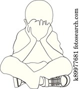 ילד, לשבת, שעמם, ילדים, לשבת, שעמם, is, לבד