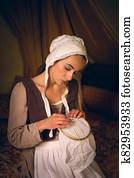 ישן, שלוט, דמות, רקמה, ילדה