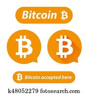 Bitcoin logo sign button set
