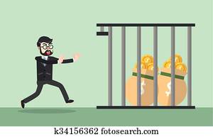 Business man money jail