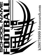 equipe futebol, desenho, com, capacete, e, facemask, para, escola