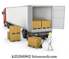 ouvrier, unloads, ou, chargements, blanc, vide