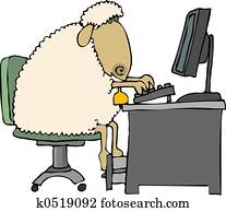 sheep, ב, a, מחשב