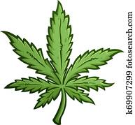 עלה של מריחואנה, ציור היתולי, וקטור, דוגמה