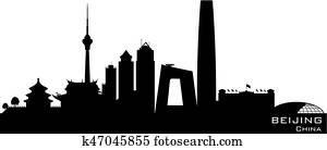 Beijing China city skyline vector silhouette Beijing China city skyline vector silhouette
