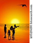 famille, et, a, cerf volant