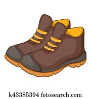 Hiking boots icon, cartoon style Hiking boots icon, cartoon style