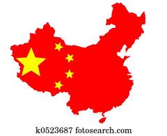 map of China and flag map of China and flag
