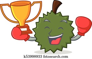 Boxing winner Durian mascot cartoon style