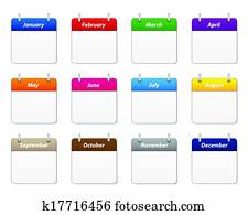 calendario, iconos, conjunto