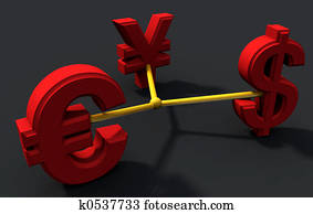 dollar, yen and euro connected