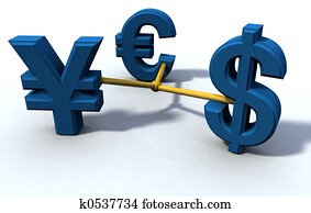 dollar, yen and euro