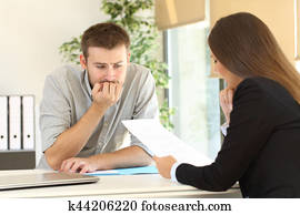 nervosa, homem, em, um, entrevista trabalho