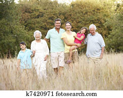 Portrait Of Extended Family Group In Park