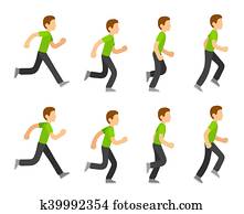 Clipart of Running woman, female runner animation frame loop sequence ...