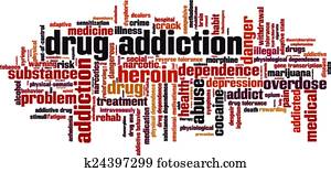 vício droga, palavra, nuvem