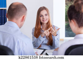 Woman during her job conversation
