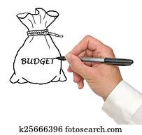 zeichnung, tasche, mit, budget