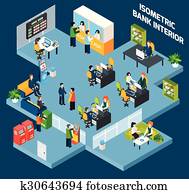 Bank Interior Isometric Bank Interior Isometric