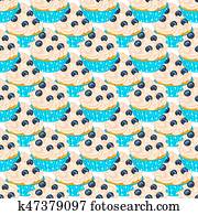 Blueberry cupcake seamless pattern Blueberry cupcake seamless pattern