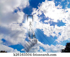 gehende, to, himmel, blau, glänzend, himmel